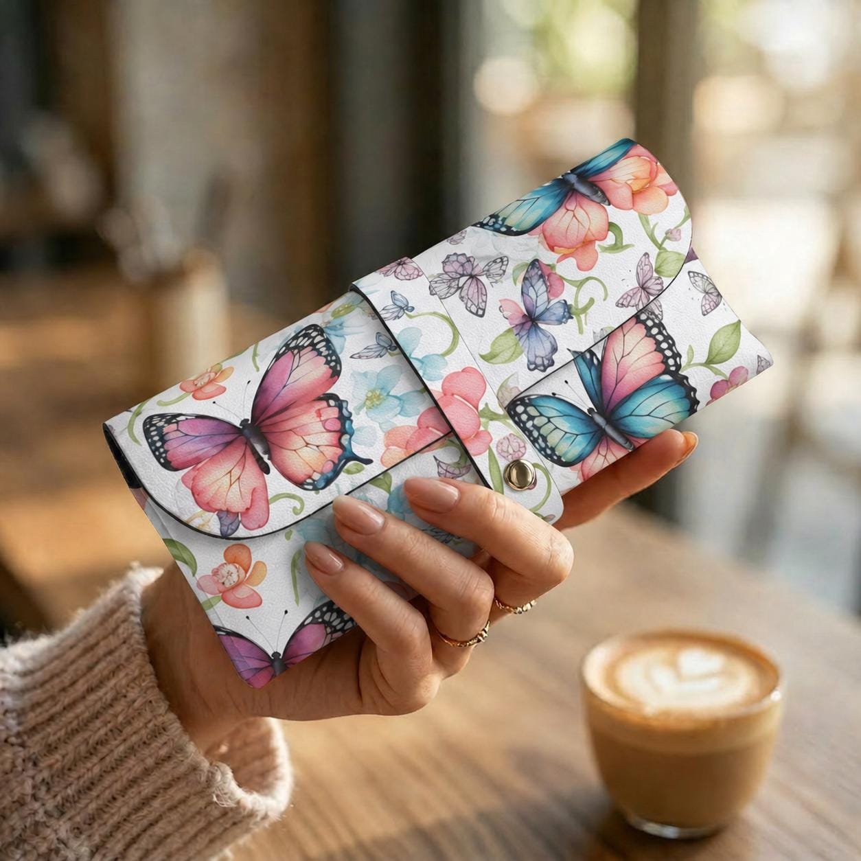 Butterflies Eyeglass Soft Case – Colorful Faux-Leather Sunglasses Holder Pouch