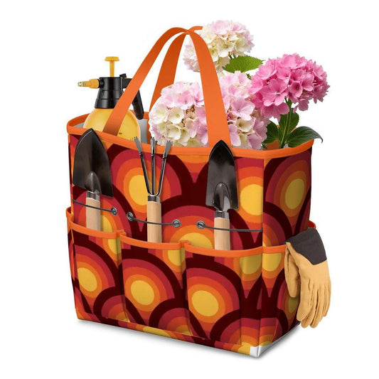 Retro 70s Gardening Tool Organizer Bag – Orange Flower Power Tote