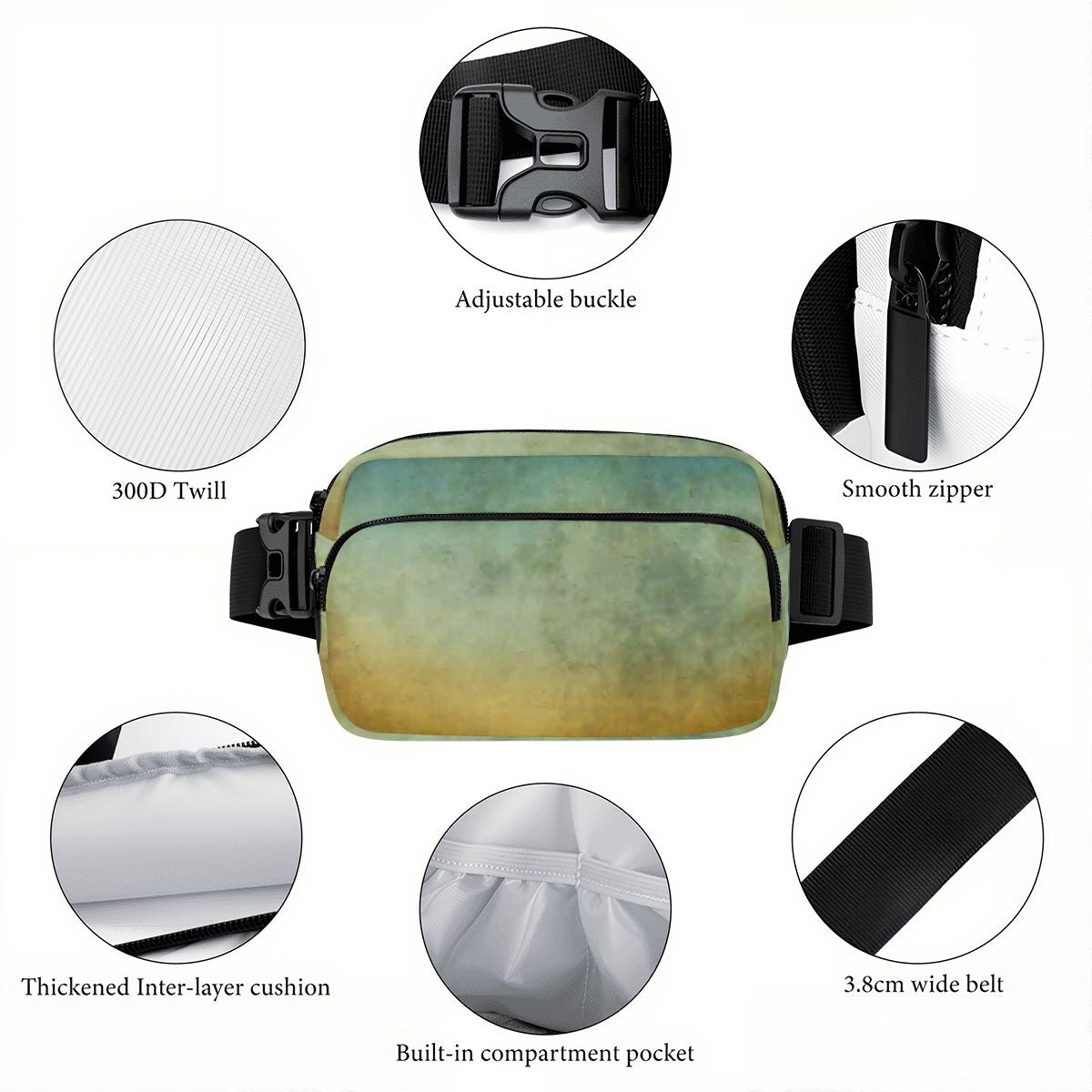 Grunge Ombre Fanny Pack – Adjustable Waist & Crossbody Bag