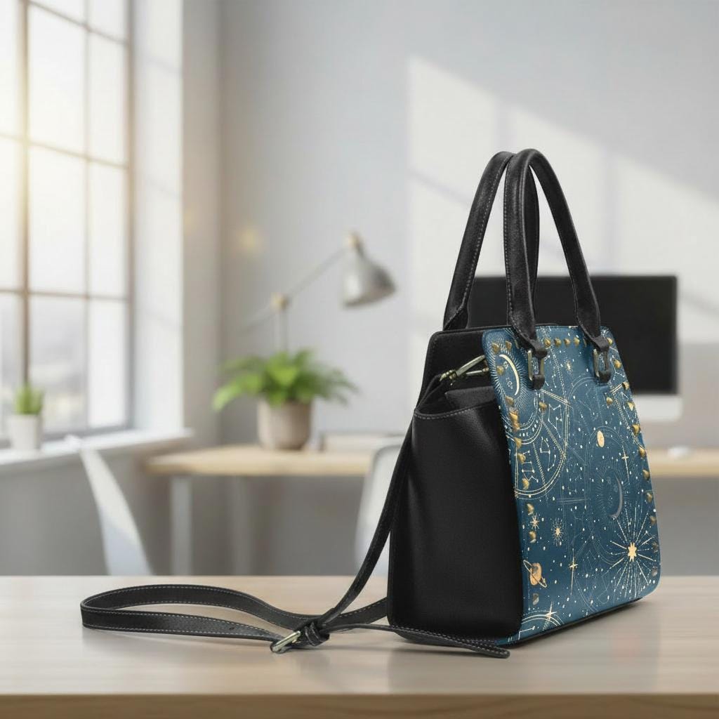 Astrology Planets & Stars Rivet Handbag – Dark Academia Witchy Shoulder Purse