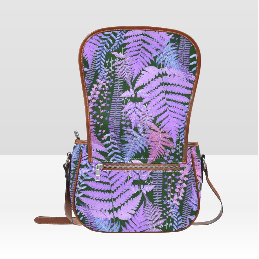 Purple Fern Dark Academia Saddle Bag - Moody Forest Crossbody Handbag