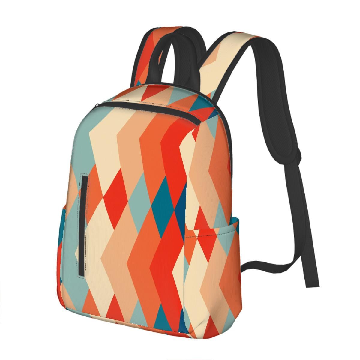Retro 60s Backpack – Midcentury Diamonds Twill Zipper Daypack