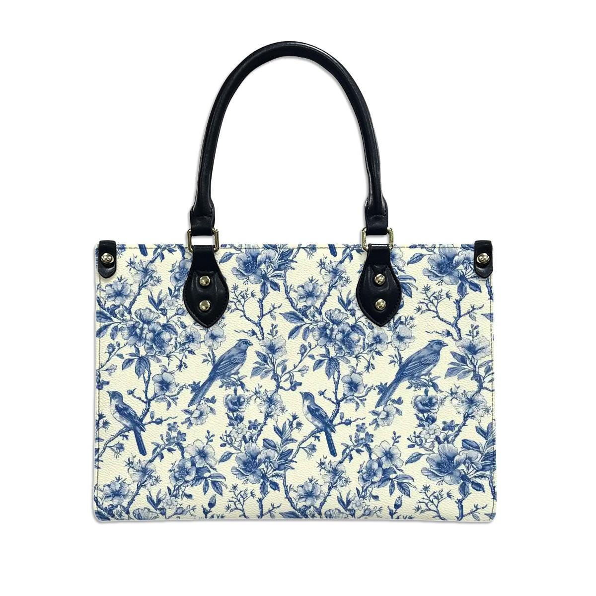 Toile de Jouy Handbag in 3 Sizes - Blue White French Vintage Shoulder Bag