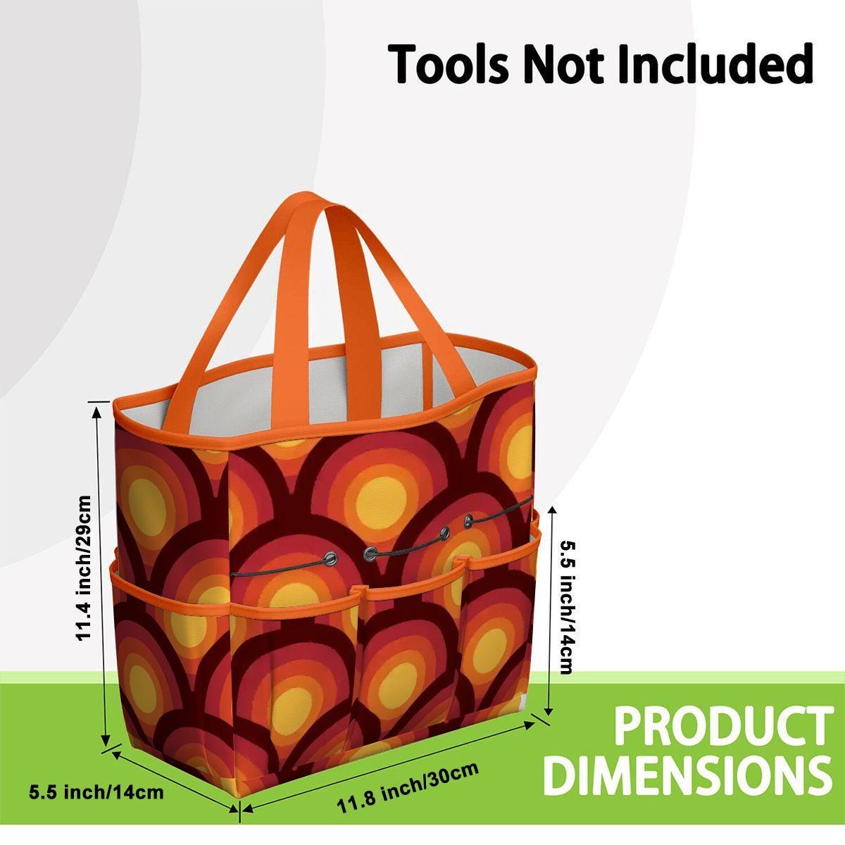Retro 70s Gardening Tool Organizer Bag – Orange Flower Power Tote