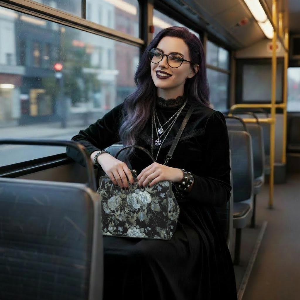 Dark Academia Moody Floral Vintage Kisslock Bag - Victorian Gothic Crossbody