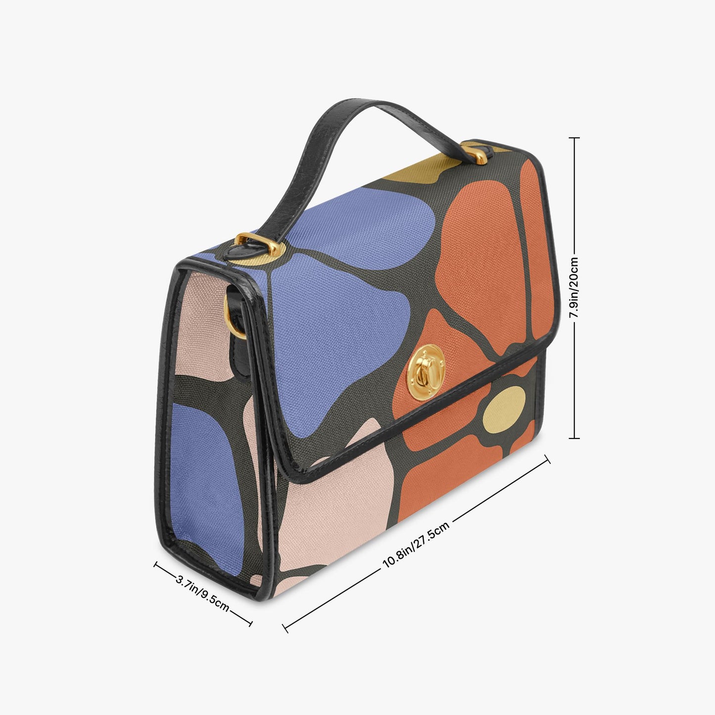 Bold Retro Flowers Handbag – 60s Vintage Canvas Crossbody