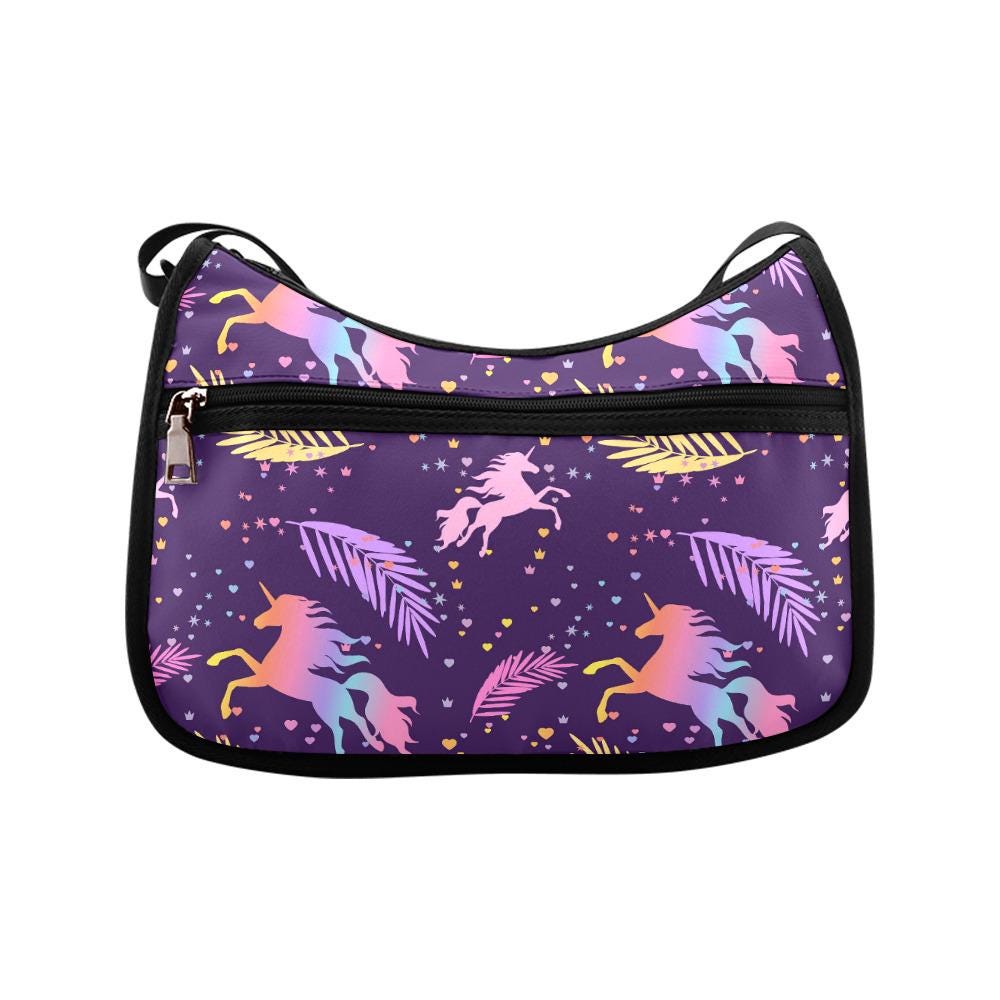 Purple Black Unicorn Shoulder Bag – Fairycore Oxford Fabric Hobo Bag
