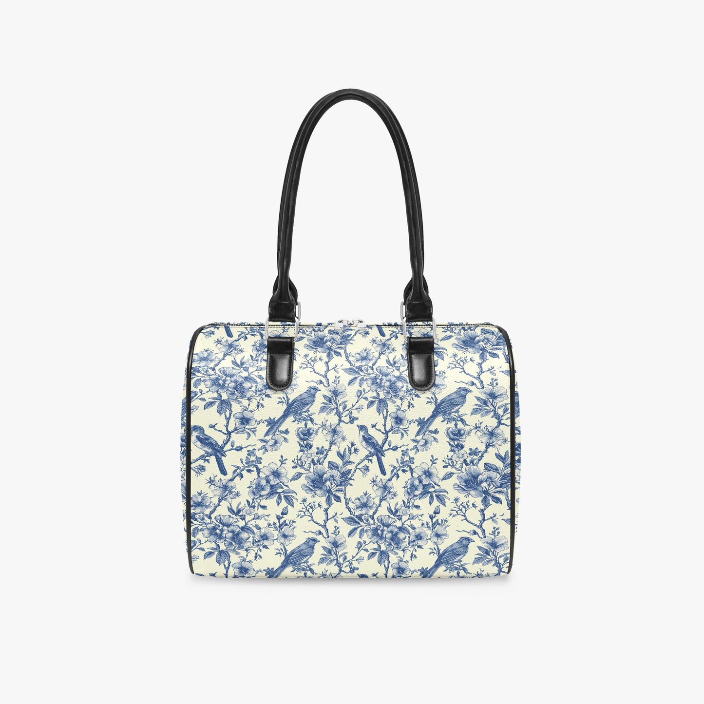 Toile de Jouy Top Handle Shoulder Bag – Blue White French Vintage Handbag