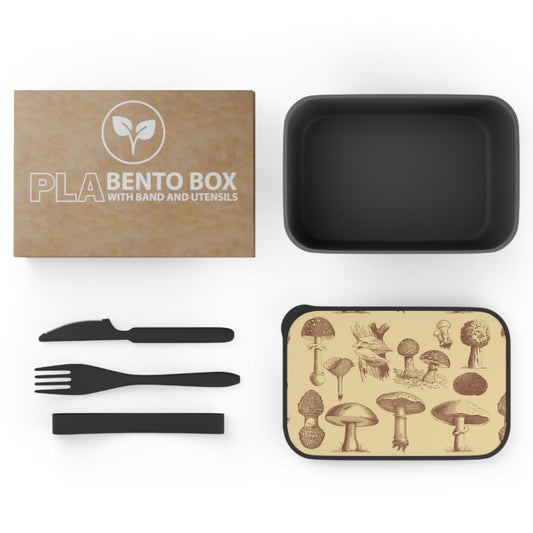 Vintage Pilzdruck Eco Bento Box: Botanisches Bioplastik Lunch-Set