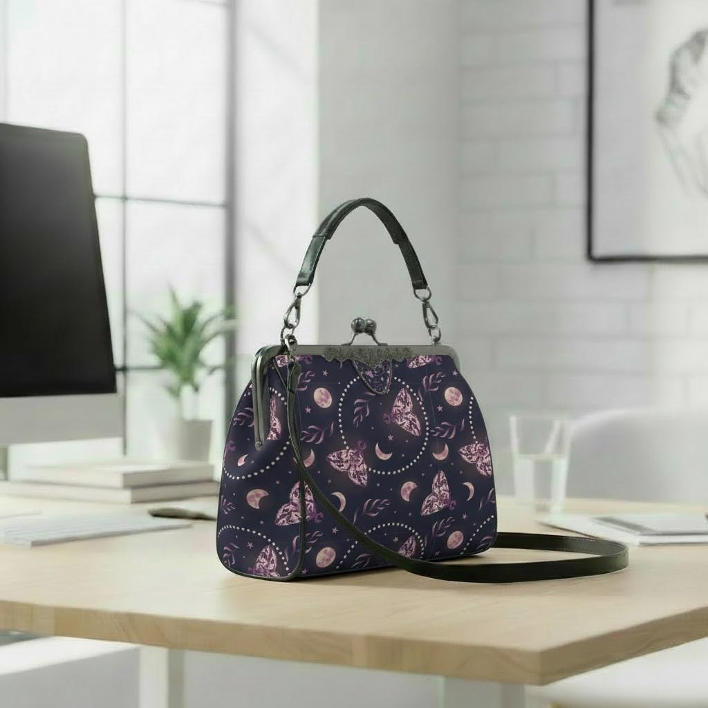 Witchy Astrology Kisslock Crossbody Handbag – Moths & Moon Gothic