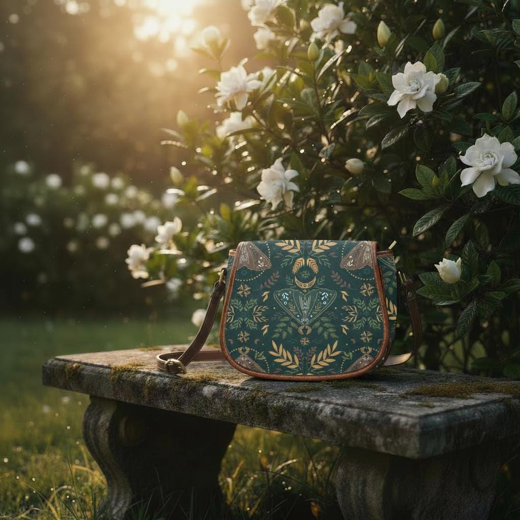 Nordic Folkloric Pattern Saddle Bag - Modern Heritage Crossbody Handbag