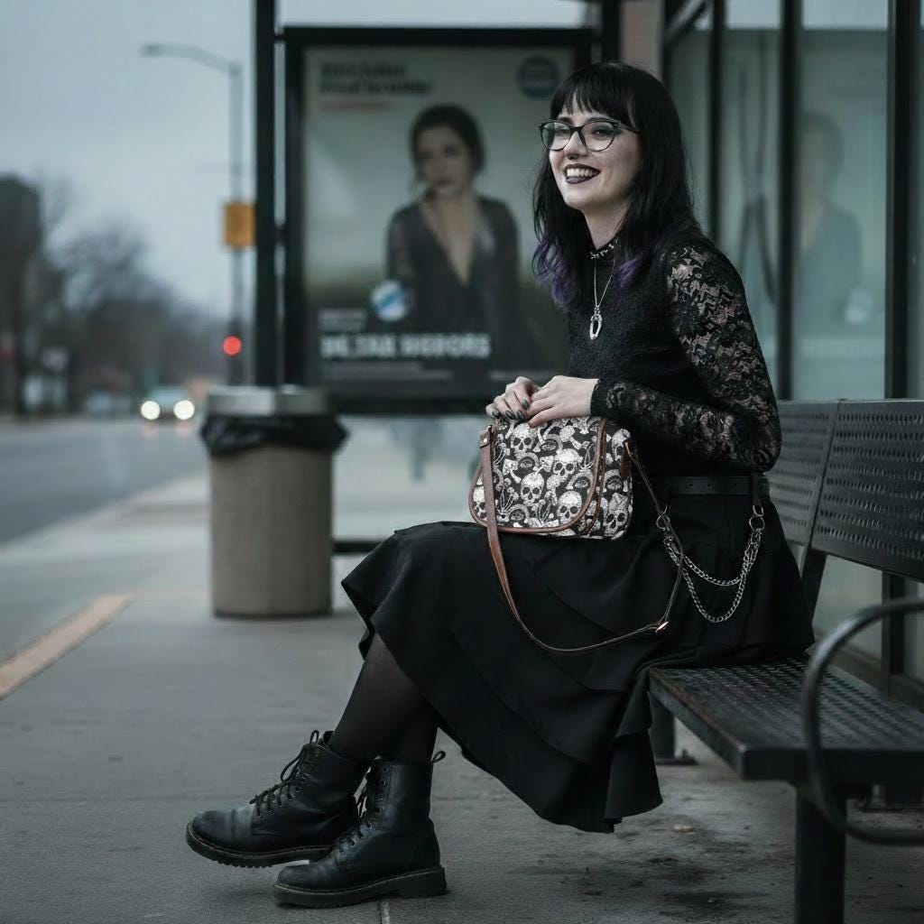 Extravagante schwarz-weiße Totenköpfe Umhängetasche – Große Gothic Alternative Schulterhandtasche