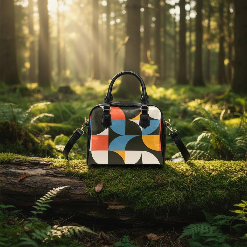 Retro 60s Geometric Shoulder Handbag – Midcentury Modern Handbag