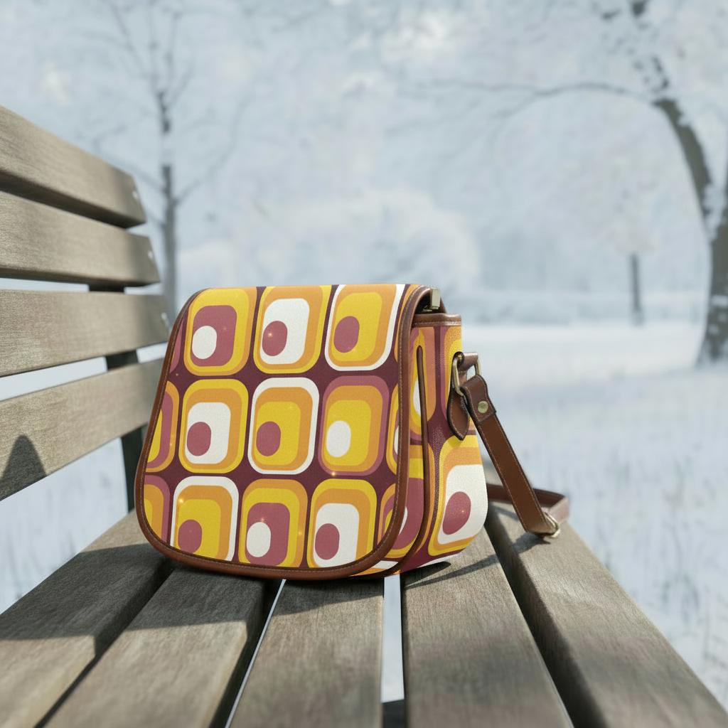 Retro 70s Midcentury Saddle Bag - Vintage Hippie Style Crossbody