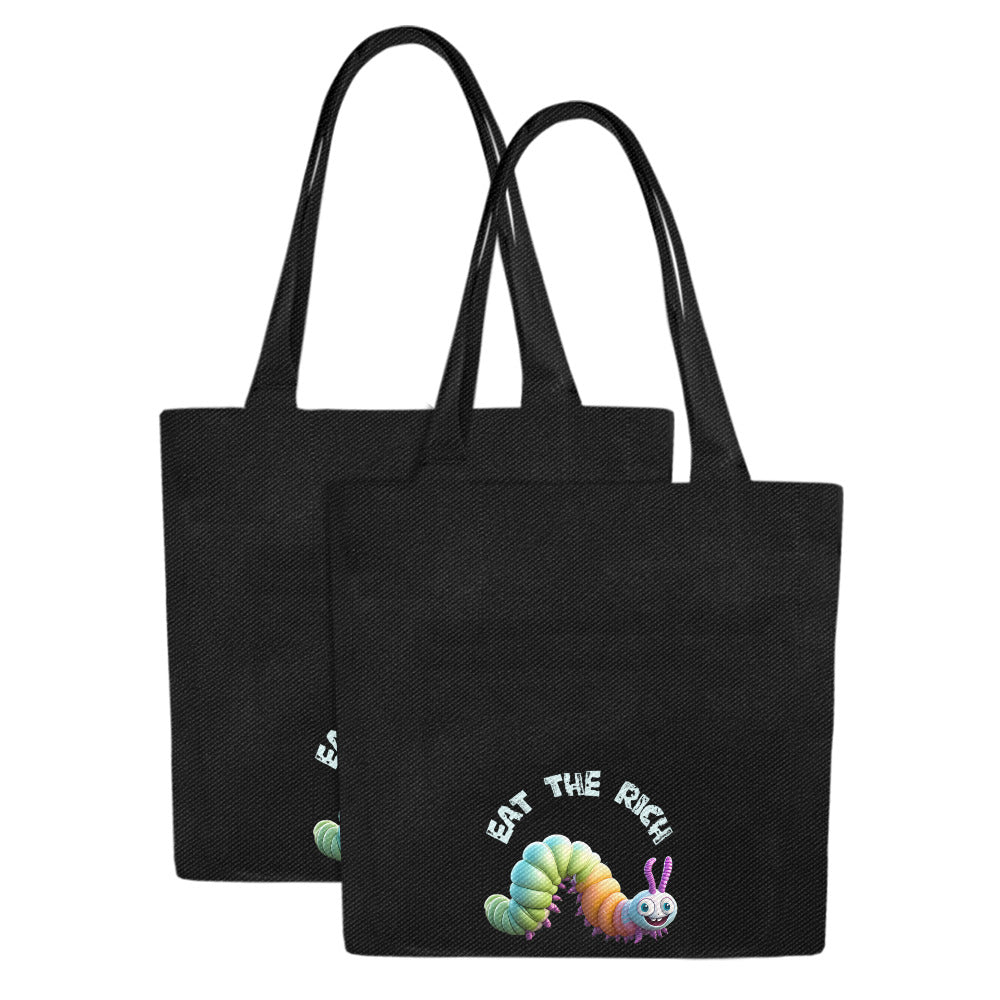 Eat the Rich Cotton Canvas Tote Bag – Black Rainbow Set of 2