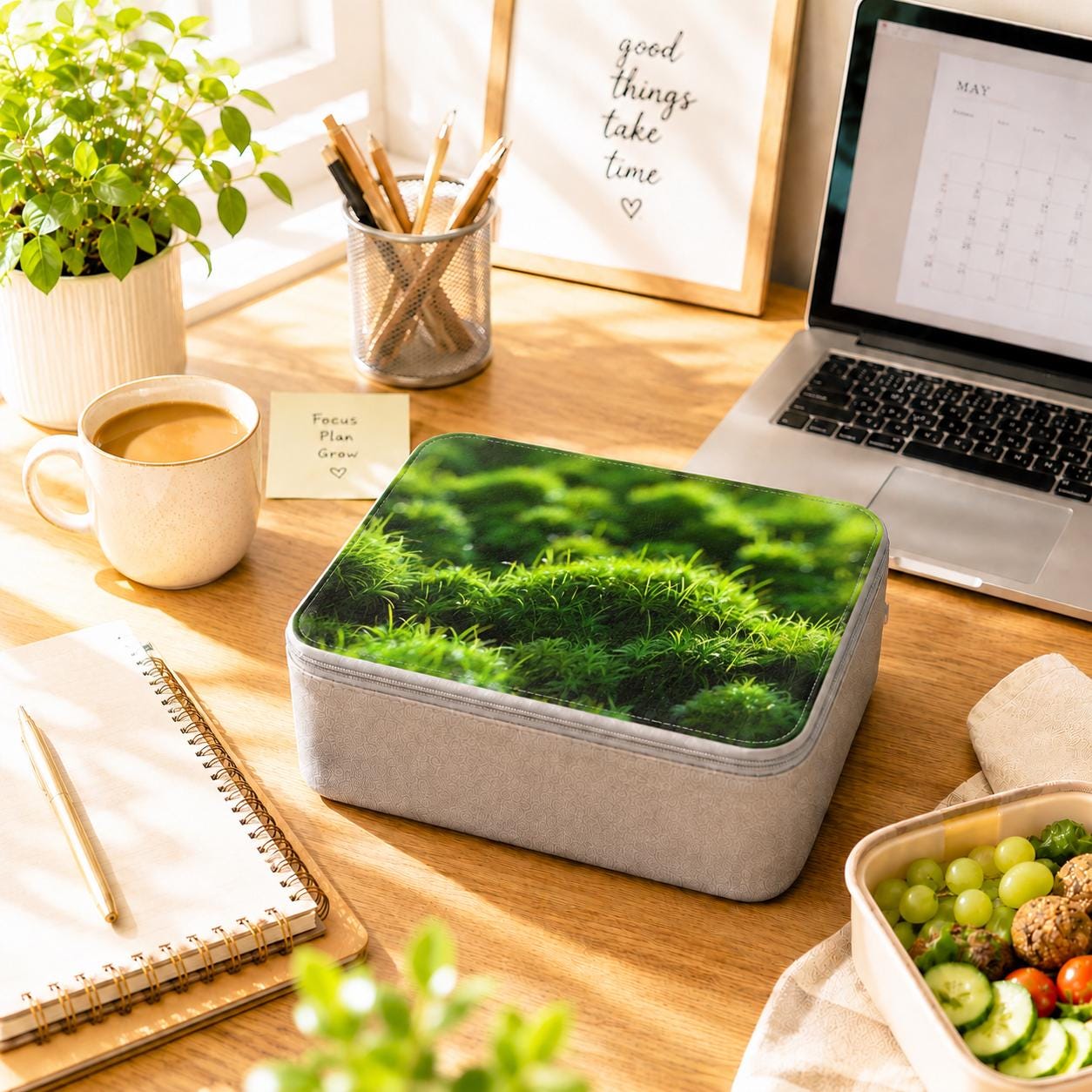 Mossy Forest Floor Paper Lunch Box: Reusable School Work Picnic Travel Food Bag