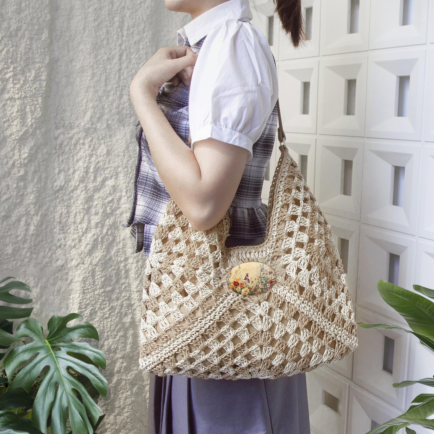 Woven Crochet Tote Bag – Lightweight Bohemian Summer Handbag