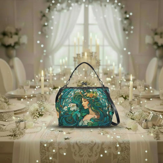 Art Nouveau Style Kiss Lock Handbag - Vintage Romantic Crossbody Bag