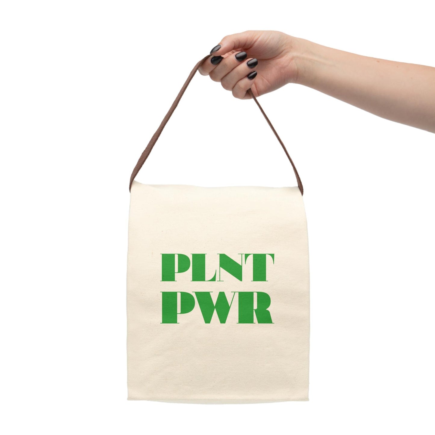 Plant Power Eco-Friendly Canvas Cotton Lunch Bag: Reusable Vegan Veggie Tote Gift