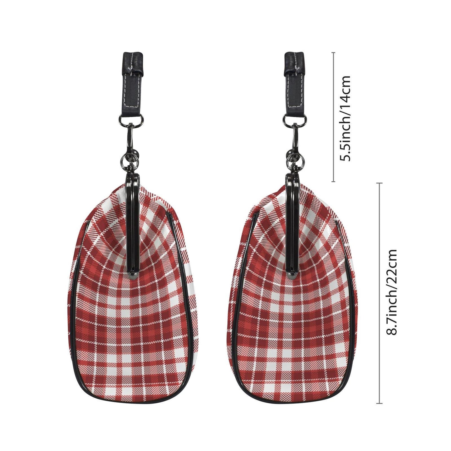 Red White Retro Checkered Kisslock Crossbody Shoulder Bag - 60s Mod Vintage Handbag