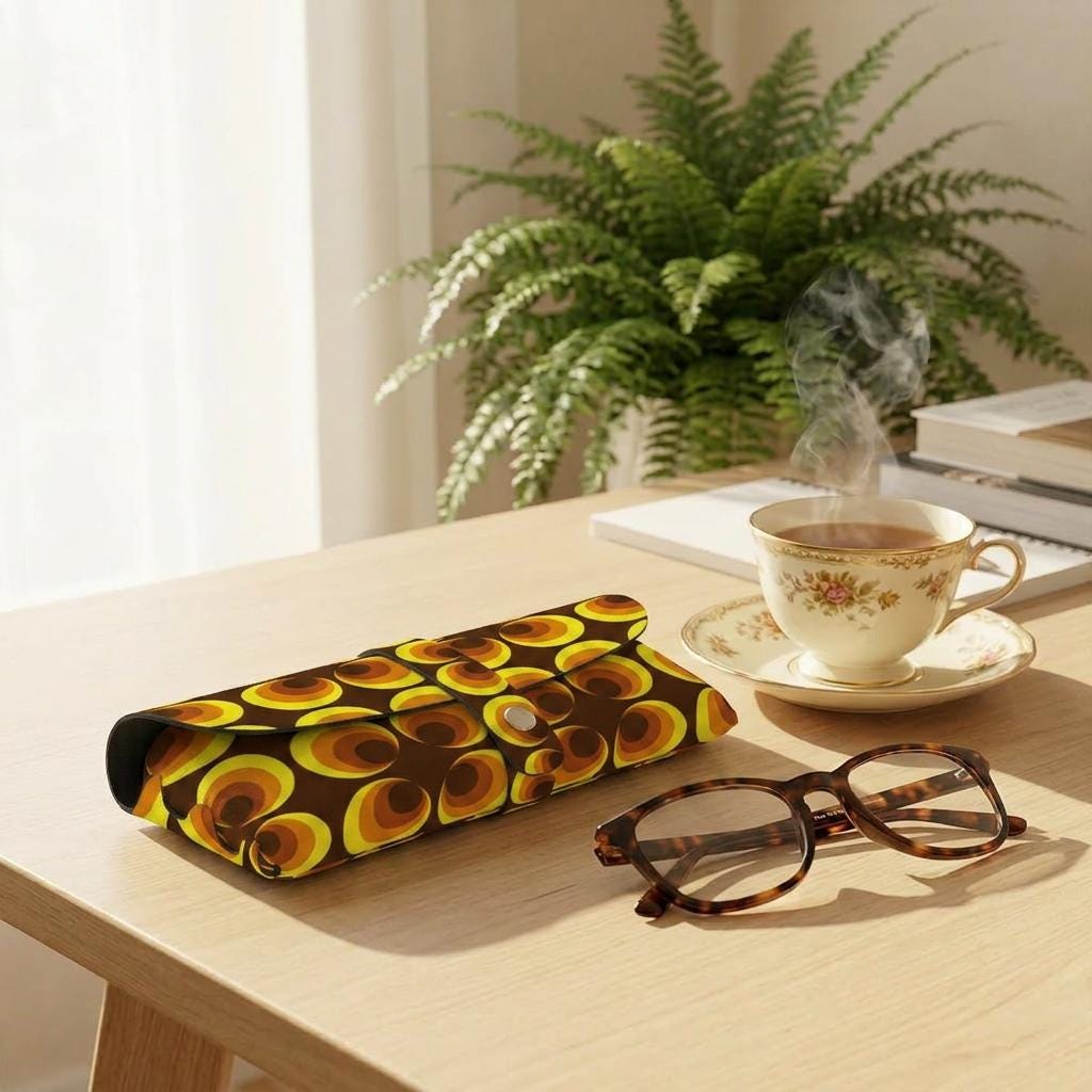 Retro 70s Eyeglass Soft Case – Vintage Faux-Leather Sunglasses Holder Pouch
