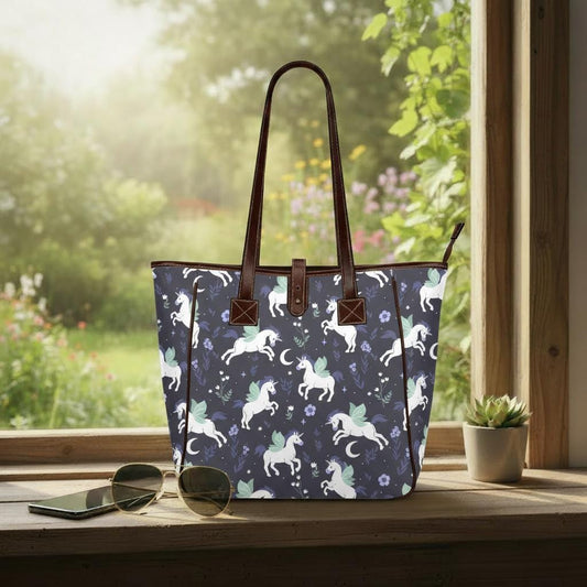 Large Unicorn Tote Bag – Vintage Style Dark Academia Everyday Bag