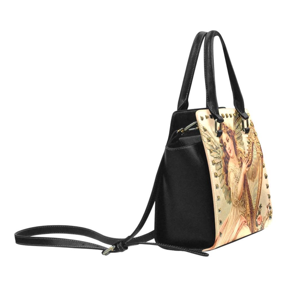 Angel & Harp Rivet Shoulder Handbag – Vintage Baroque Style Purse