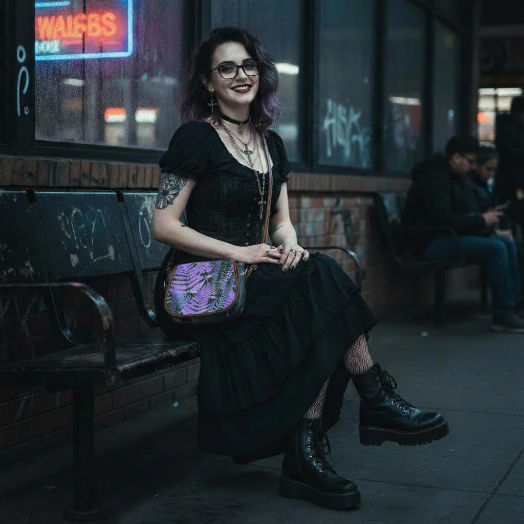 Purple Fern Dark Academia Saddle Bag - Moody Forest Crossbody Handbag