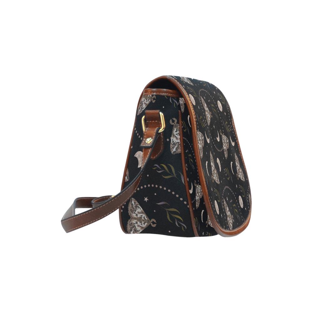 Dark Academia Gothic Moths & Moon Crossbody Saddle Bag