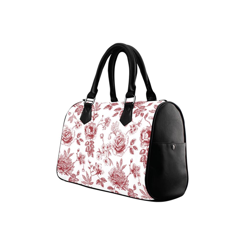 Toile de Jouy Barrel Handbag – Red White French Vintage Bag