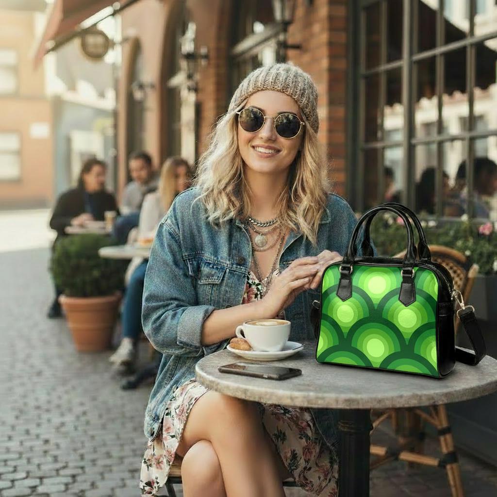 Retro 70s Peacock Eye Shoulder Handbag – Midcentury Modern Style