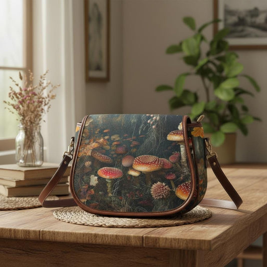 Toadstool Dark Academia Saddle Bag - Moody Cottagecore Crossbody Handbag