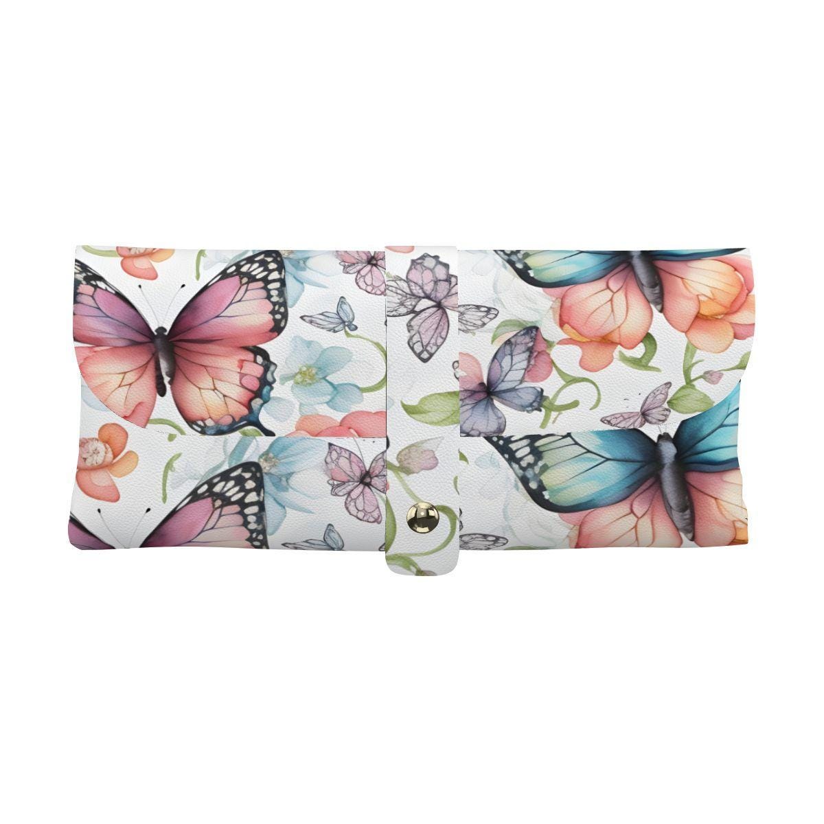 Butterflies Eyeglass Soft Case – Colorful Faux-Leather Sunglasses Holder Pouch