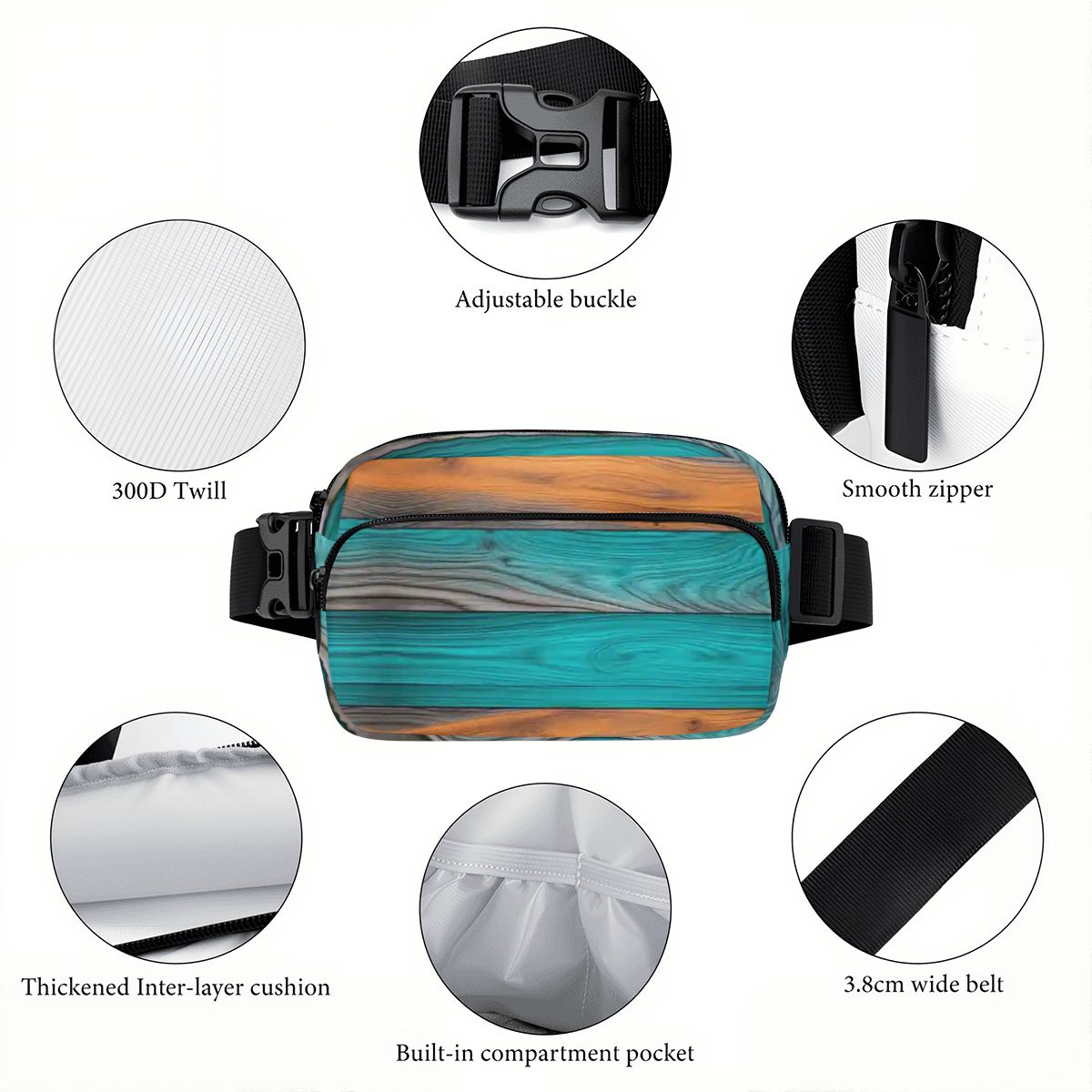 Faux-Wood Style Fanny Pack – Travel & Everyday Belt Bag