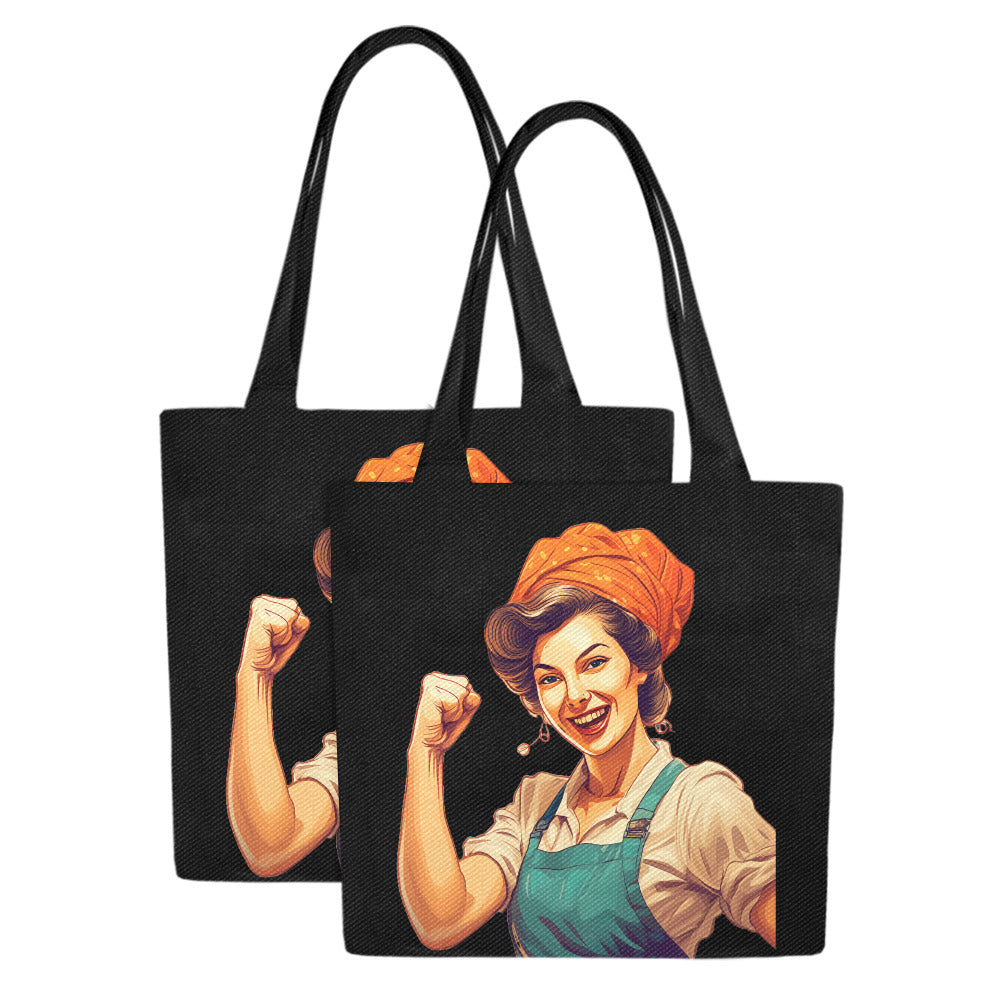 Working Class Woman Black Cotton Canvas Tote Bag – Vintage Empowerment