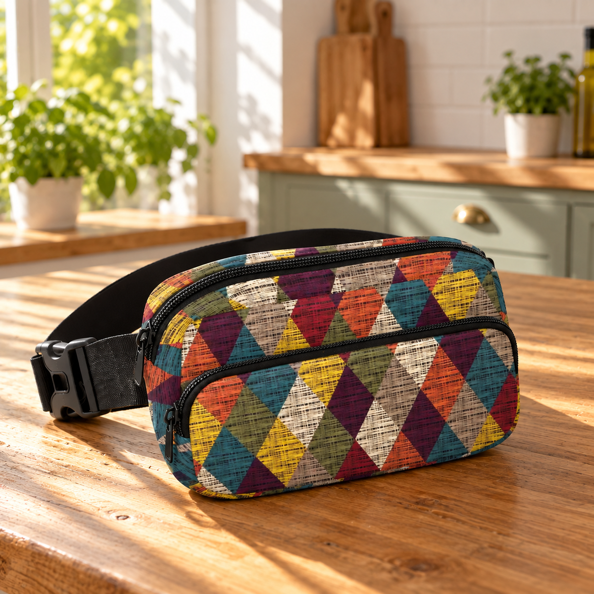 60s Retro Diamond Print Fanny Pack – Everyday Waist & Crossbody Bag