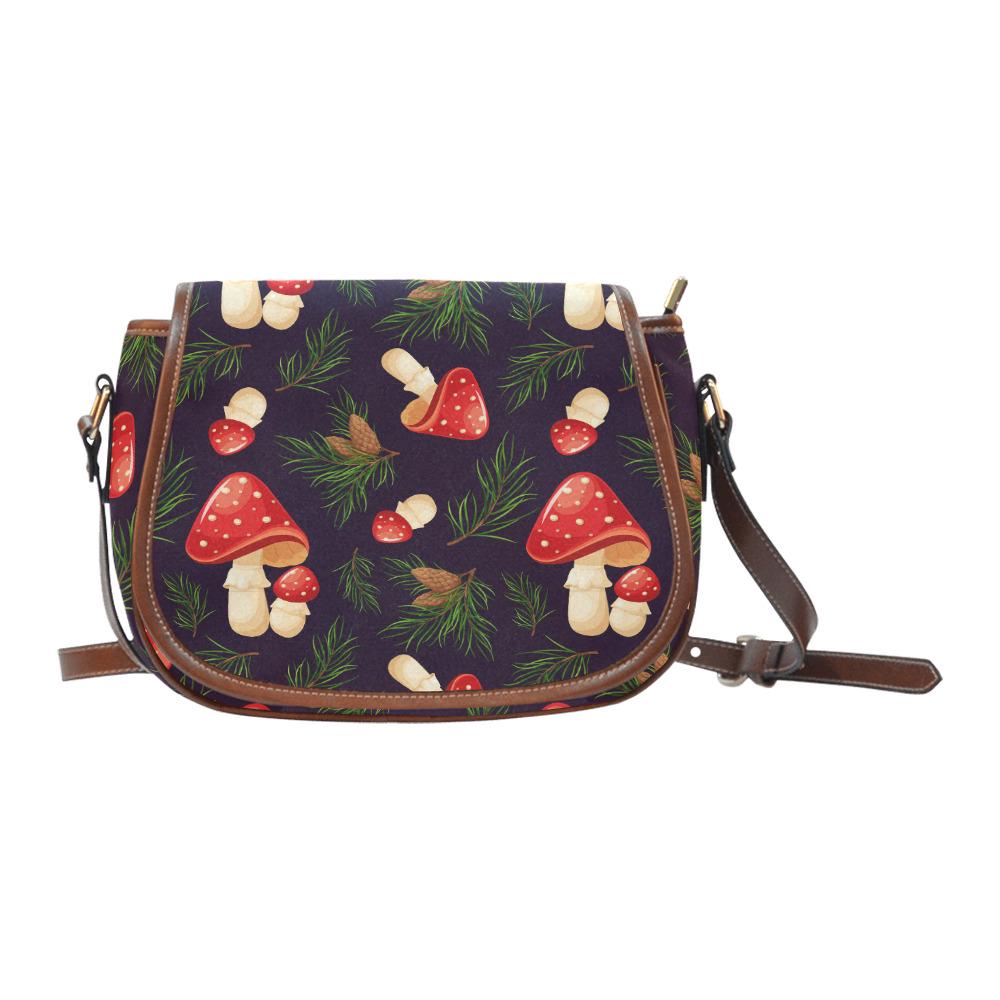 Mushroom Forest Saddle Bag, Romantic Dark Academia Crossbody or Shoulder Handbag
