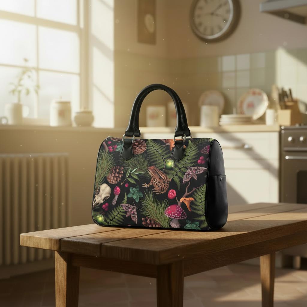 Dark Academia Mushroom Barrel Handbag – Gothic Style Everyday Purse