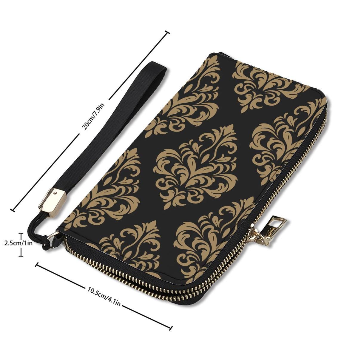 Elegant Black Gold Arabesque Clutch Wallet – Elegant Baroque Purse with Handle