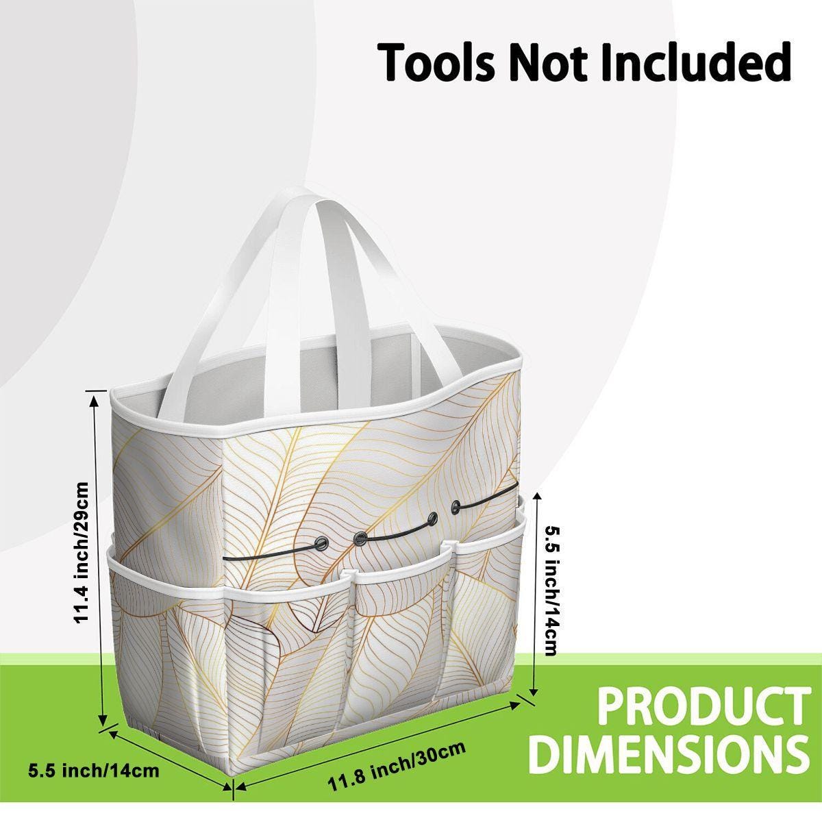 White Gold Leaves Gardening Tool Organizer Bag – Luxury Elegant Gardening Gift