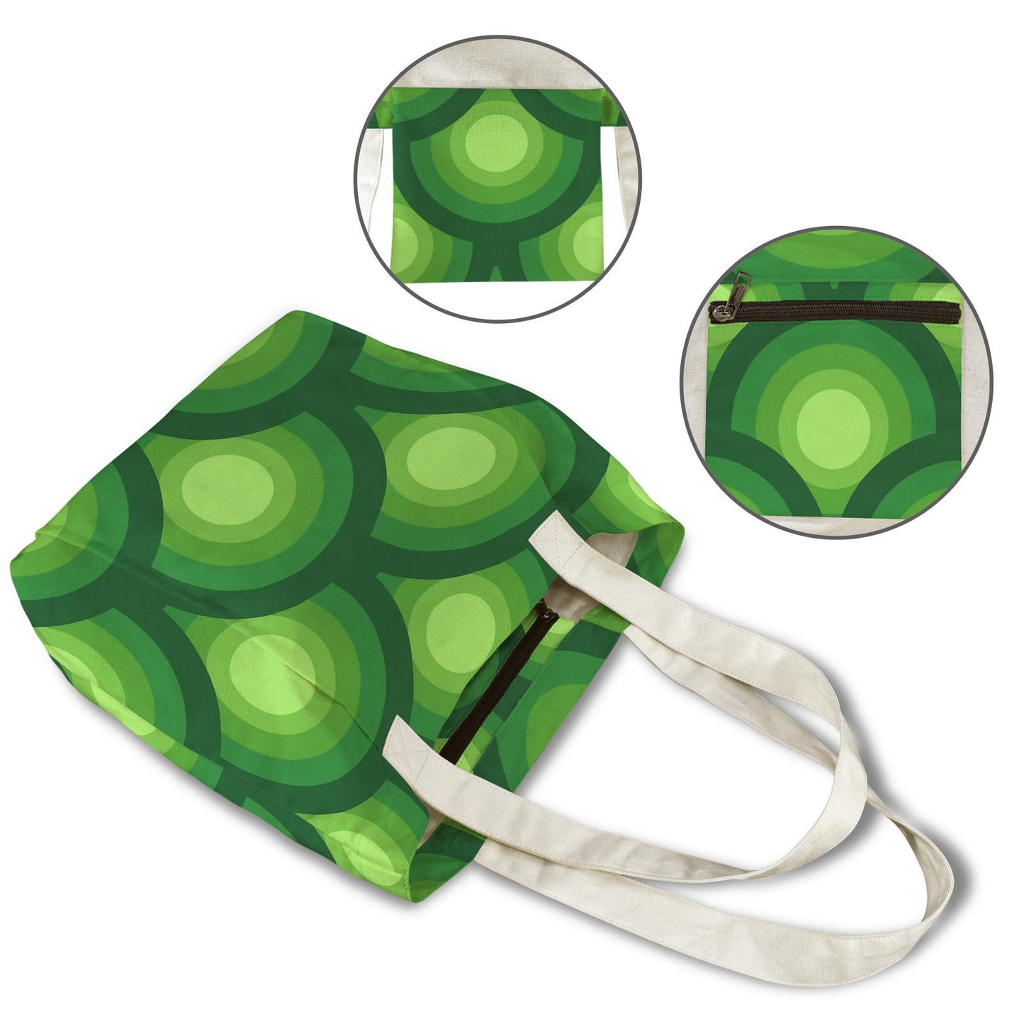 Green Retro 70s Yoga Mat Tote – Cotton Linen Gym & Pilates Bag