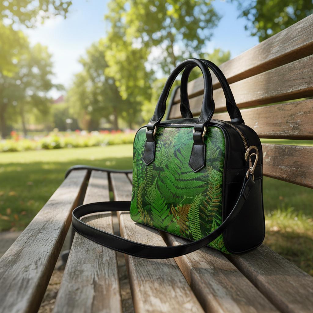 Green Fern Botanical Shoulder Handbag – Forest Lover Top Handle Handbag