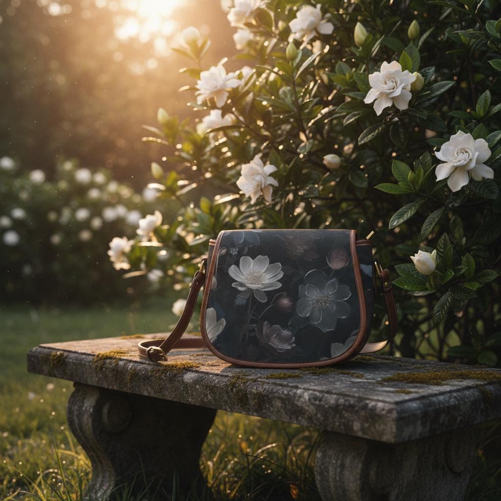 Dark Academia Romantic Flowers Saddle Bag – Vintage Style Crossbody