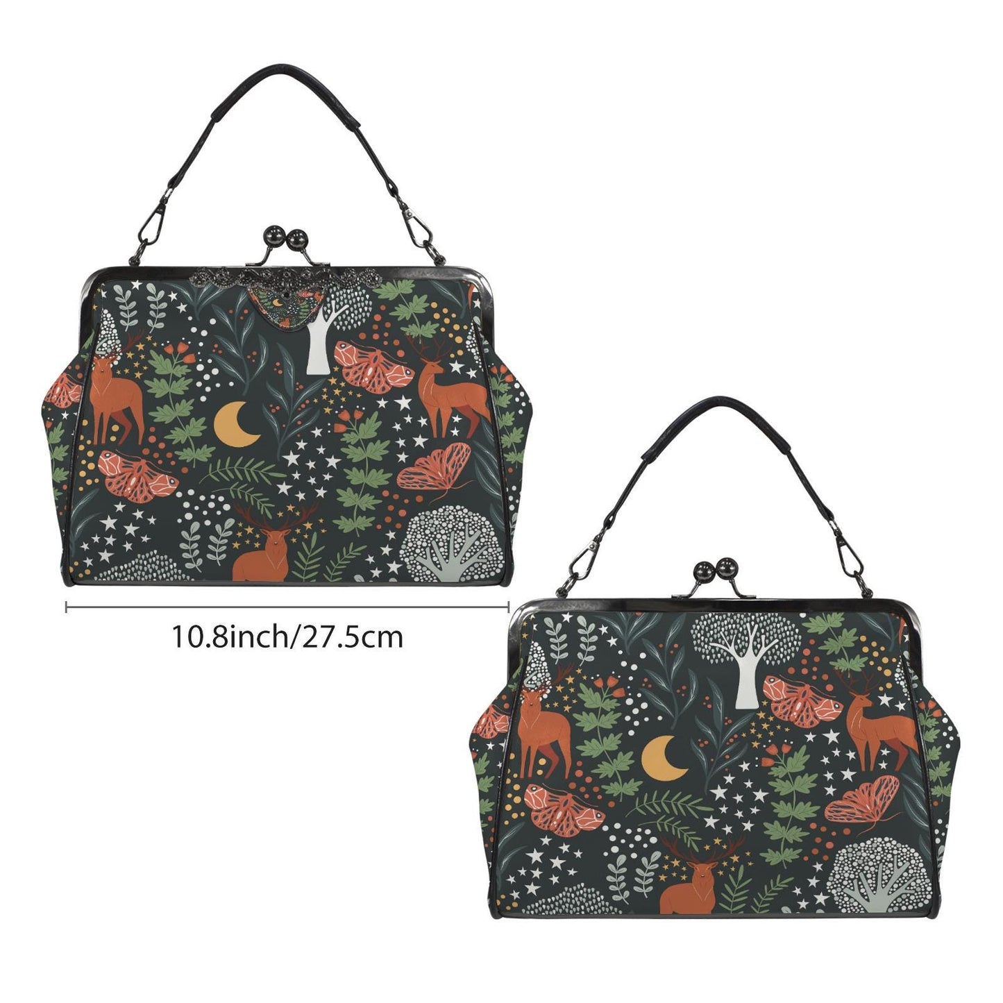 Vintage Forest Kisslock Shoulder Handbag – Dark Academia Fashion