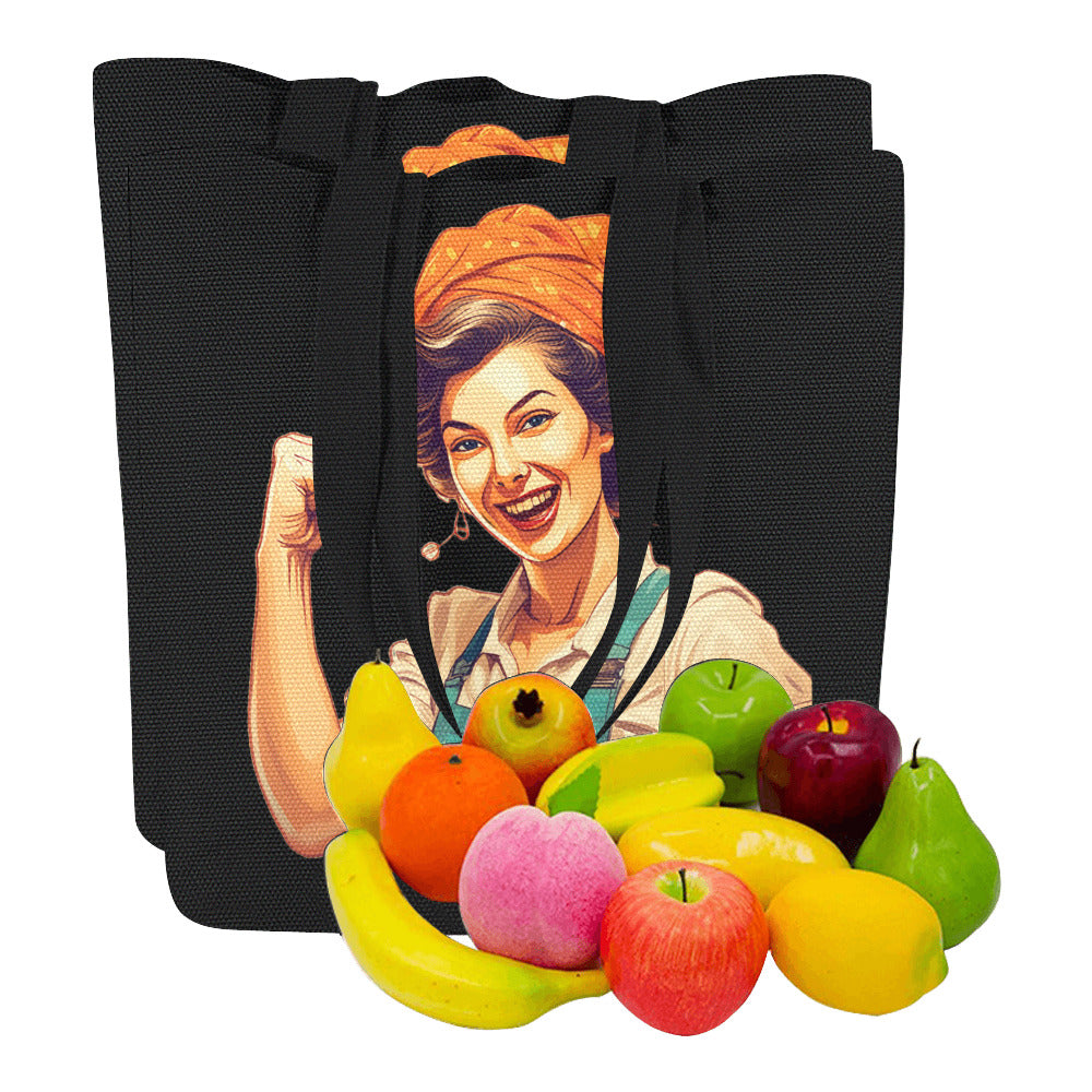 Working Class Woman Black Cotton Canvas Tote Bag – Vintage Empowerment