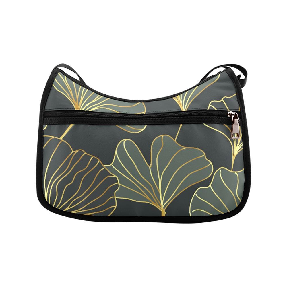 Black Gold Ginkgo Shoulder Bag – Alternative Oxford Fabric Hobo Bag