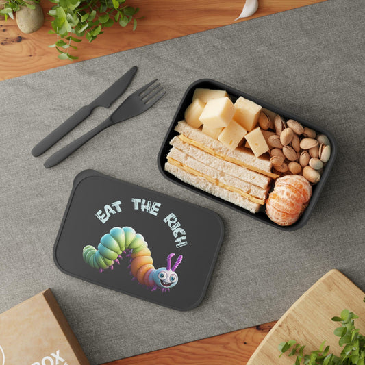 Eco Bioplastic Bento Box with Cutlery: Eat The Rich Sustainable Vegan Lunchware