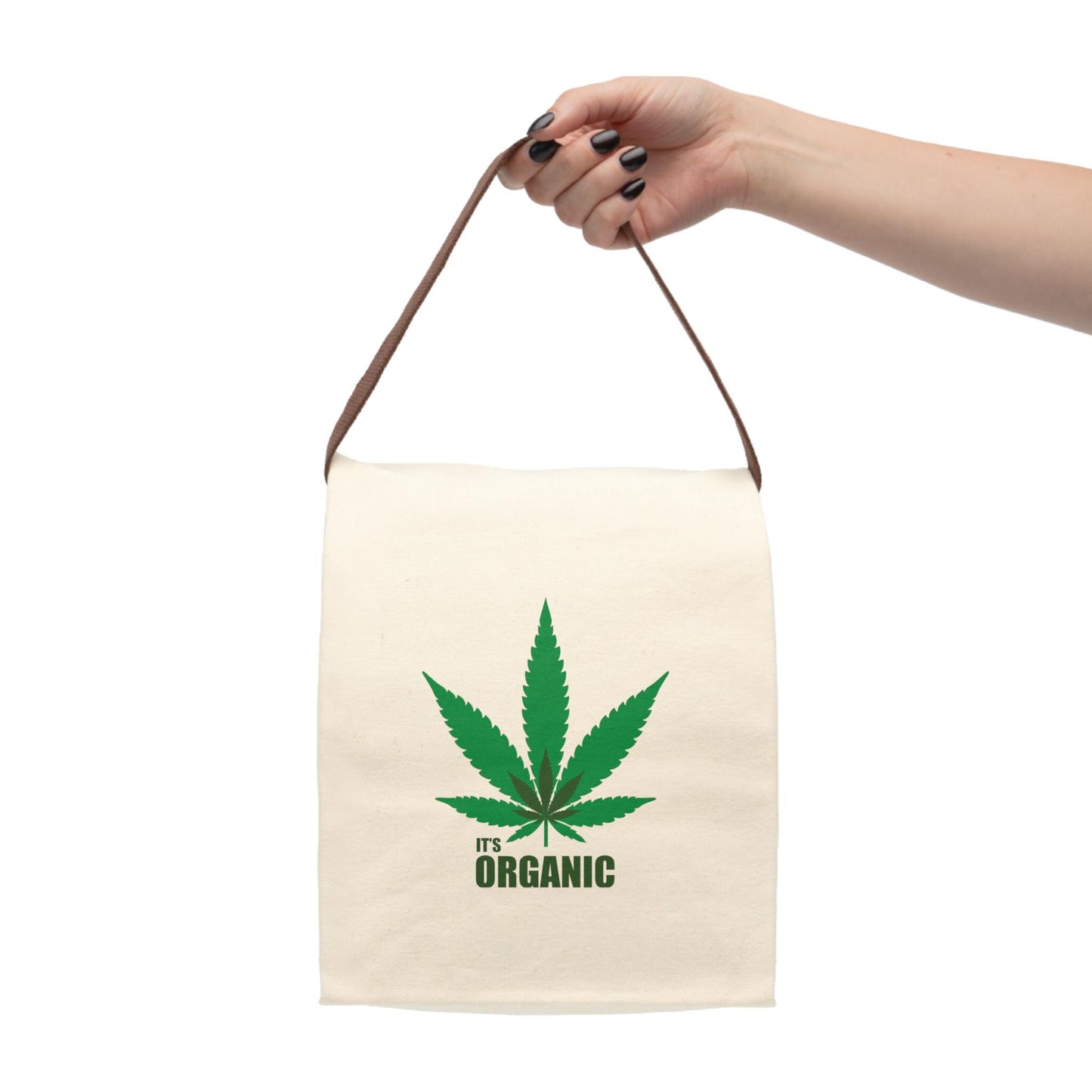 Organic Weed Cotton Canvas Lunch Bag: Eco-Friendly Green Leaf Tote