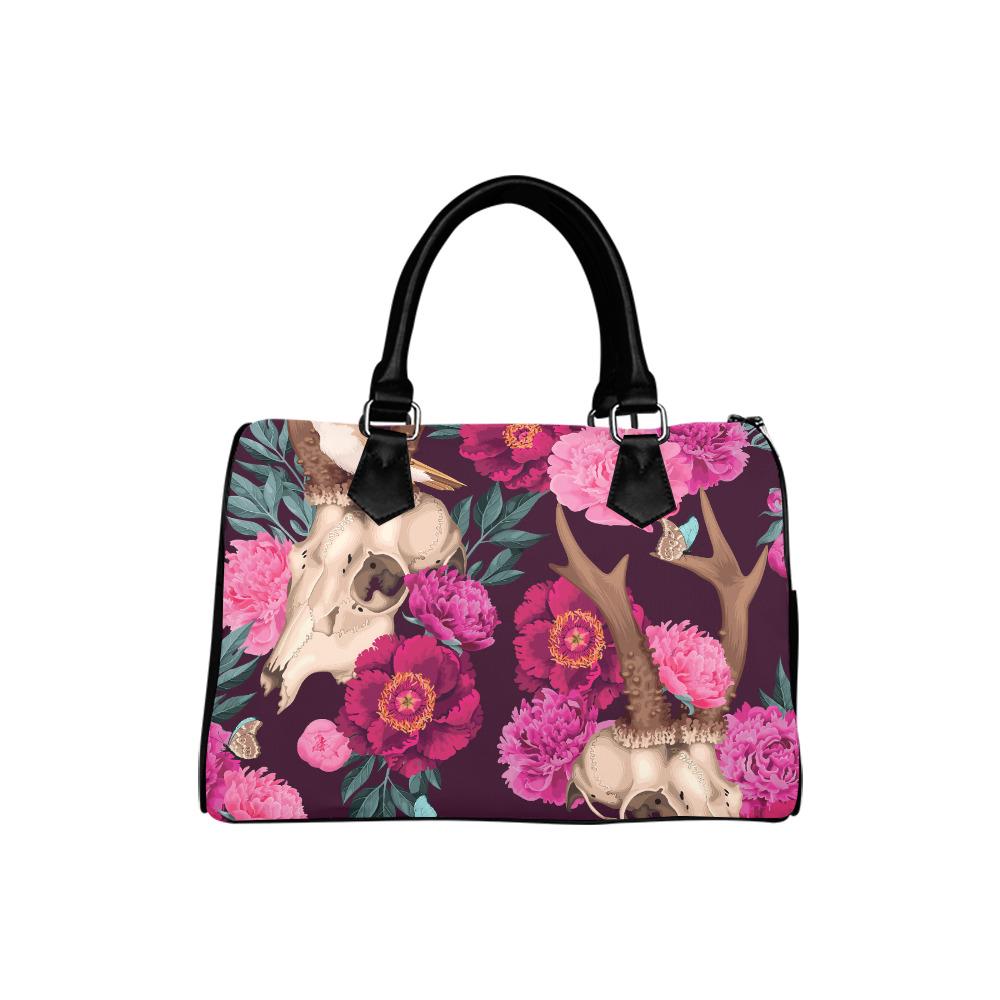 Dark Academia Antler Barrel Handbag – Black Pink Gothic Whimsy Bag