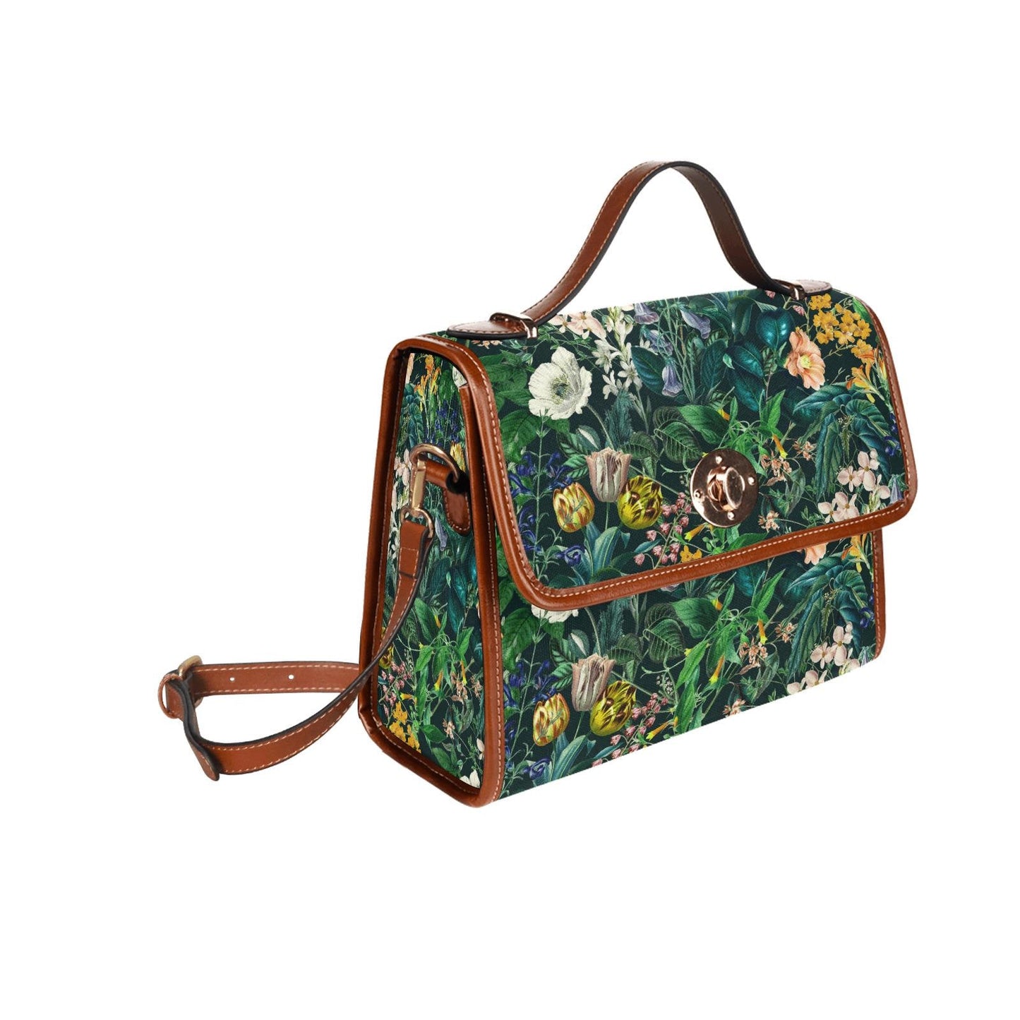 Vintage Flowers Forest Canvas Crossbody Bag – Bold Floral Style Handbag